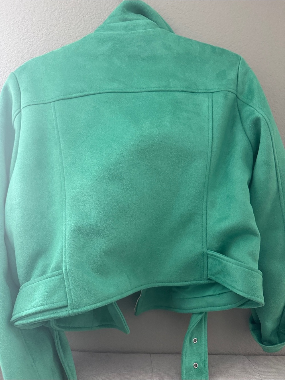 Zara Emerald Green Suede Moto Jacket - Picture 4 of 4